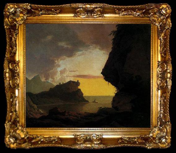 framed  Joseph wright of derby Joseph Wright of Derby. Sunset on the Coast near Naples, ta009-2